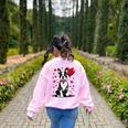 Boston Terrier Dog Valentine's Day Dog Owner Valentine Women's Sweatshirt Back Print Light Pink