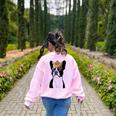 Boston Terrier Dog Wearing Crown For Men Women Girls Kids Women's Sweatshirt Back Print Light Pink