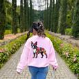 Boston Terrier Floral Dog Lover Vintage Distressed For Men Women Kids Women's Sweatshirt Back Print Light Pink
