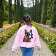 Boston Terrier Floral Vintage Dog Mom Distressed Men Women Kids Women's Sweatshirt Back Print Light Pink