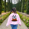 Boston Terrier Ghost Boo Halloween Kids Women's Sweatshirt Back Print Light Pink