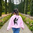 Boston Terrier Guitar Women's Sweatshirt Back Print Light Pink