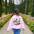 Boston Terrier Japanese Kanagawa Wave Surf Loyal Dog Men Women Kids Women's Sweatshirt Back Print Light Pink