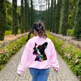 Boston Terrier Lovers Colorful Pop Art Boston Terrier Women's Sweatshirt Back Print Light Pink