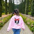 Boston Terrier Mom Bostie Women Girls Women's Sweatshirt Back Print Light Pink