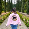Boston Terrier Mom Floral Bostie Dog Lover Flowers Cute Women's Sweatshirt Back Print Light Pink