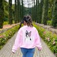 Boston Terrier Papa Cool Dog Lover USA American Flag Men Women Women's Sweatshirt Back Print Light Pink