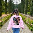 Boston Terrier Patriotic 4th Of July USA American Flag Women's Sweatshirt Back Print Light Pink