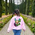 Boston Terrier In Red Day Of The Dead Sugar Skull Dog Women's Sweatshirt Back Print Light Pink