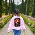 Boston Terrier Samurai Ninja Vintage Anime Japanese Ukiyo-e Women's Sweatshirt Back Print Light Pink