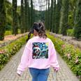 Boston Terrier Santa Starry Night Van Gogh Christmas Dog Men Women Kids Women's Sweatshirt Back Print Light Pink
