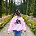 Cool Boston Terrier Riding a Motorcycle Biker Dog Lover For Men Women Kids Women's Sweatshirt Back Print Light Pink