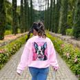 Dog Pink Boston Terrier Women's Sweatshirt Back Print Light Pink