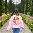Love 2nd Grade Happy Fall Thanksgiving For 2nd Teacher For Men Women Girls Kids Women&#x27;s Sweatshirt Back Print Light Pink