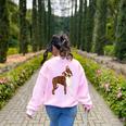Red Boston Terrier Dog Women's Sweatshirt Back Print Light Pink