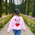 Valentine's Day Boston Terrier Dog Vector Women's Sweatshirt Back Print Light Pink
