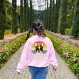 Vintage Boston Terrier Dad Dog Lovers Father's Day Tee Women's Sweatshirt Back Print Light Pink