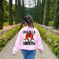 Vintage Japanese Dogzilla Boston Terrier Women's Sweatshirt Back Print Light Pink