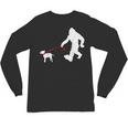 Bigfoot Walking With Bull Terrier Dog Unisex Long Sleeve T-Shirt, trending gift