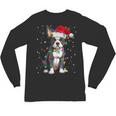 Boston Terrier Christmas Santa Hat Tree Lights Pajama Unisex Long Sleeve T-Shirt, trending gift