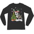 Boston Terrier Christmas Tree Lights Santa Hat Unisex Long Sleeve T-Shirt, trending gift
