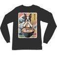 Boston Terrier Ramen Noodles Japanese Art Retro Ocean Waves Unisex Long Sleeve T-Shirt, trending gift