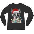 Boston Terrier Santa Christmas Tree Lights Xmas Boys Men Dog Unisex Long Sleeve T-Shirt, trending gift