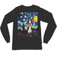 Boston Terrier Starry Night Van Gogh Art Unisex Long Sleeve T-Shirt, trending gift