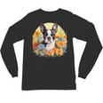 Cute Boston Terrier Spring Flower Garden Colorful Puppy Dog Unisex Long Sleeve T-Shirt, trending gift