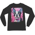 Dog Pink Boston Terrier Unisex Long Sleeve T-Shirt, trending gift