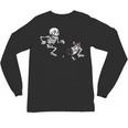 Skeleton Chasing Dog Boston Terrier Halloween Pet Lover Unisex Long Sleeve T-Shirt, trending gift
