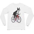 Boston Terrier Riding Bicycle Cute Bostie Biker Raglan Baseball Tee Unisex Long Sleeve T-Shirt, trending gift