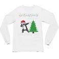 Boston Terrier Santa Hat Dabbing Around The Christmas Tree Unisex Long Sleeve T-Shirt, trending gift
