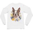 Floral Boston Terrier Unisex Long Sleeve T-Shirt, trending gift
