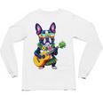 Hawaiian Boston Terrier & Pineapple Ukulele Summer Vacation Unisex Long Sleeve T-Shirt, trending gift