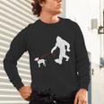Bigfoot Walking With Bull Terrier Dog Unisex Long Sleeve T-Shirt, gift for family, gift for coworker