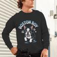 Boston Terrier Boy Cute Cartoon Dog Owner Pet Boston Terrier Unisex Long Sleeve T-Shirt, gift for family, gift for coworker
