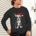 Boston Terrier Christmas Santa Hat Tree Lights Pajama Unisex Long Sleeve T-Shirt, gift for family, gift for coworker