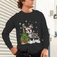Boston Terrier Christmas Tree Lights Santa Hat Unisex Long Sleeve T-Shirt, gift for family, gift for coworker