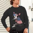 Boston Terrier Dog Merica 4th Of July Usa American Flag Men Unisex Long Sleeve T-Shirt, gift for family, gift for coworker