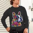 Boston Terrier Floral Vintage Dog Mom Distressed Men Women Kids Unisex Long Sleeve T-Shirt, gift for family, gift for coworker