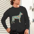 Boston Terrier Flower Silhouette Floral Dog Men Women Girls Kids Unisex Long Sleeve T-Shirt, gift for family, gift for coworker