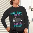 Boston Terrier This Girl Runs On Jesus And Boston Terriers Unisex Long Sleeve T-Shirt, gift for family, gift for coworker