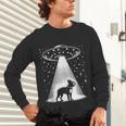 Boston Terrier Mom Dad Dog Alien UFO Unisex Long Sleeve T-Shirt, gift for family, gift for coworker