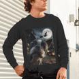 Boston Terrier Selfie Full Moon Flying Witch Halloween Dog Unisex Long Sleeve T-Shirt, gift for family, gift for coworker