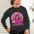 Ghost And Witch Boston Terrier Dog In October We Wear Pink Unisex Long Sleeve T-Shirt, gift for family, gift for coworker