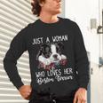 Just a Woman Who Loves Her Boston Terrier Cute Dog Mom Unisex Long Sleeve T-Shirt, gift for family, gift for coworker