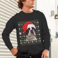 Ugly Xmas Sweater Santa Boston Terrier Dog Christmas For Men Women Kids Unisex Long Sleeve T-Shirt, gift for family, gift for coworker