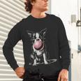 Vintage Boston Terrier Blowing Bubble Gum American Gentleman Unisex Long Sleeve T-Shirt, gift for family, gift for coworker