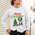 Boston Terrier Christmas Tree Lights Xmas Dog Lover Unisex Long Sleeve T-Shirt, gift for family, gift for coworker